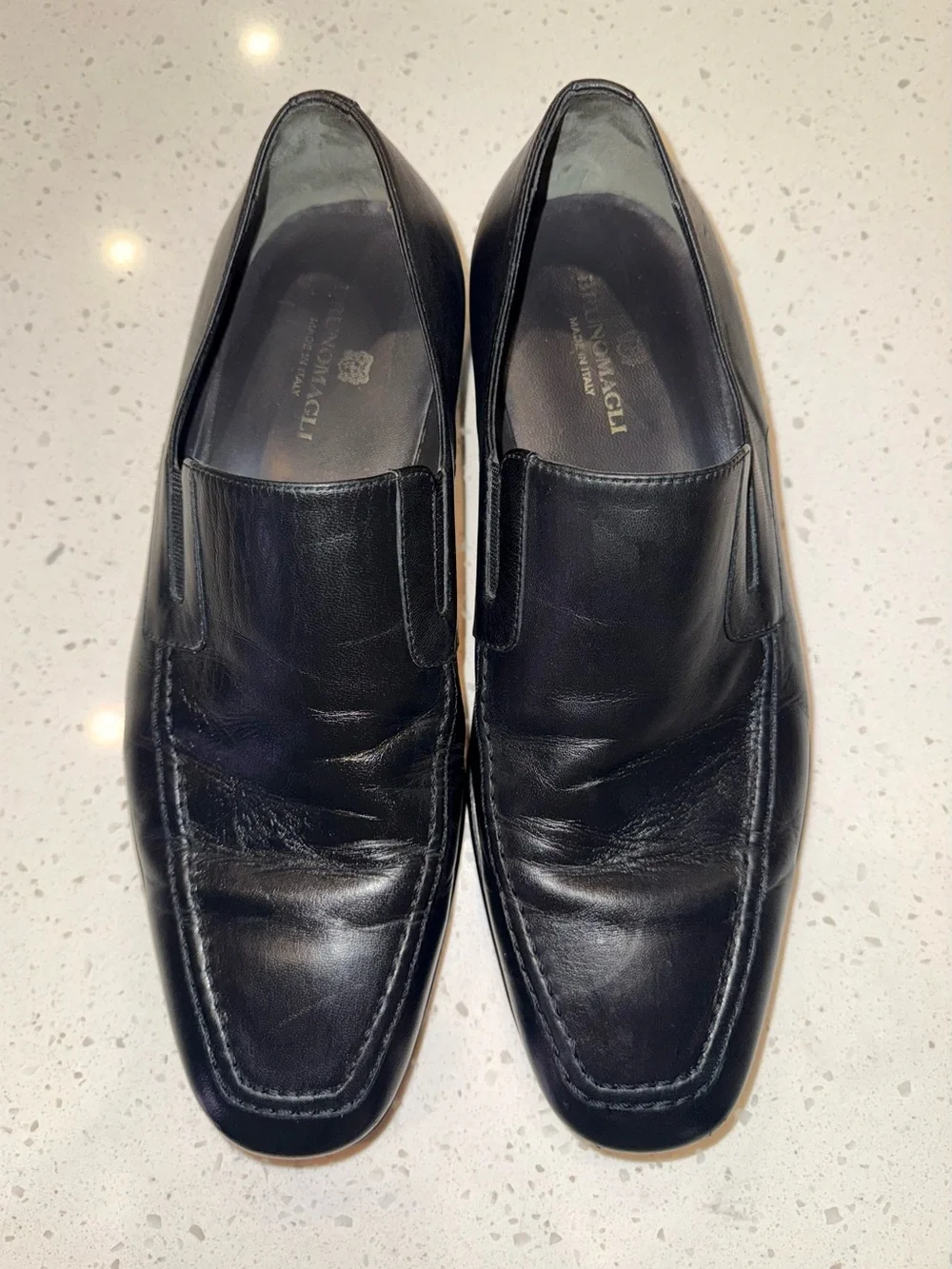Bruno Magli Black Leather Slip-On Loafers